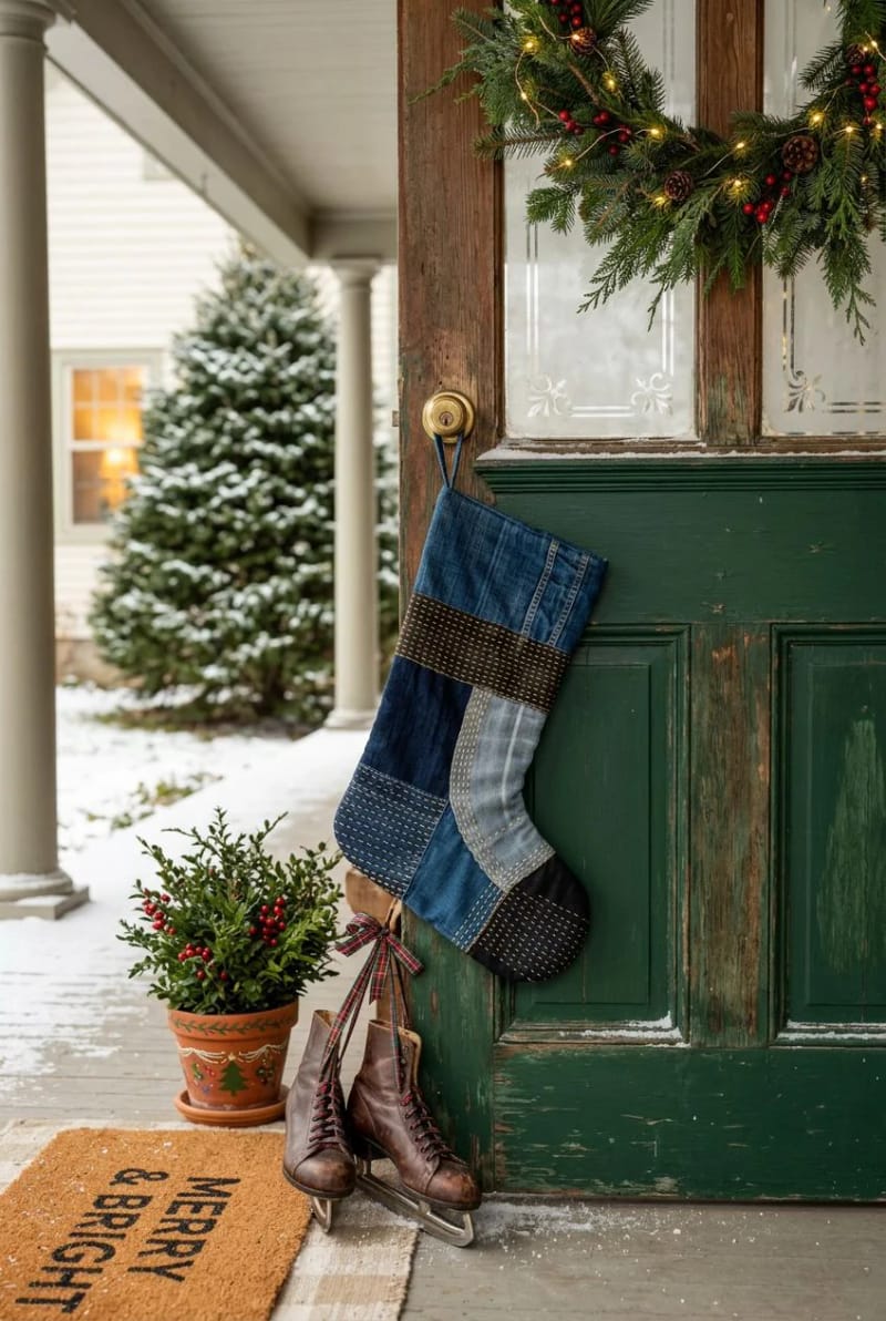 boro-mended indigo denim stocking 1