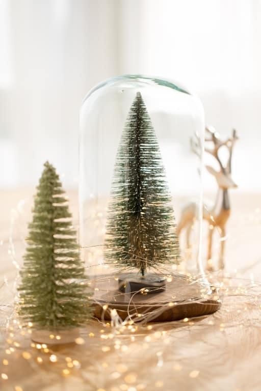 Recycled Glass Jar Christmas Votives That Actually Glow on a Cozy Table 15 bottlebrush-tree scenes sealed in a jar 14