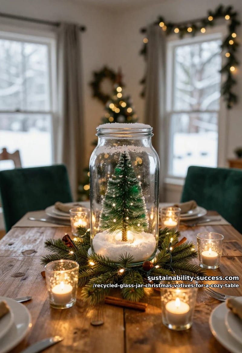 Recycled Glass Jar Christmas Votives That Actually Glow on a Cozy Table 16 bottlebrush-tree scenes sealed in a jar 15
