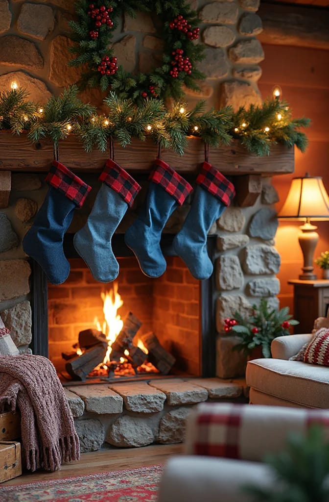 buffalo-plaid cuff denim stocking 1