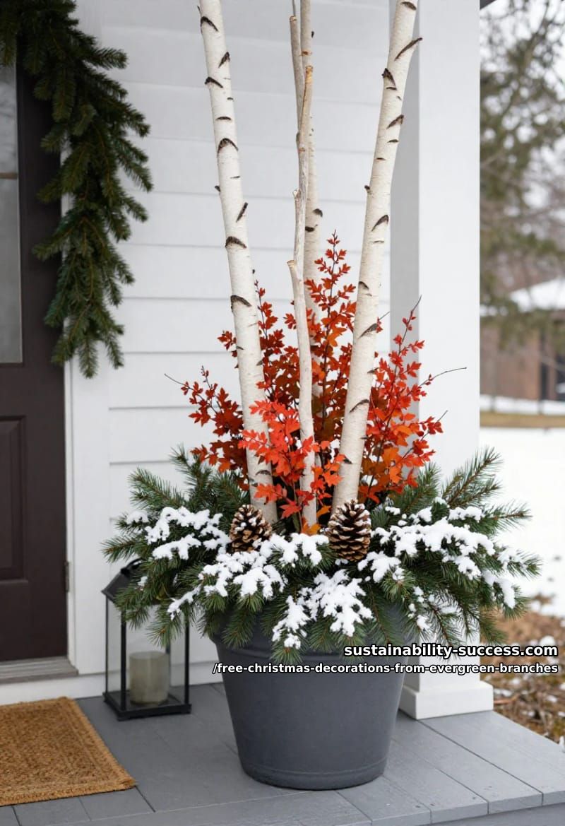 7 Free Christmas Decorations You Can Make From Evergreen Branches 7 build height with birch and dogwood 1