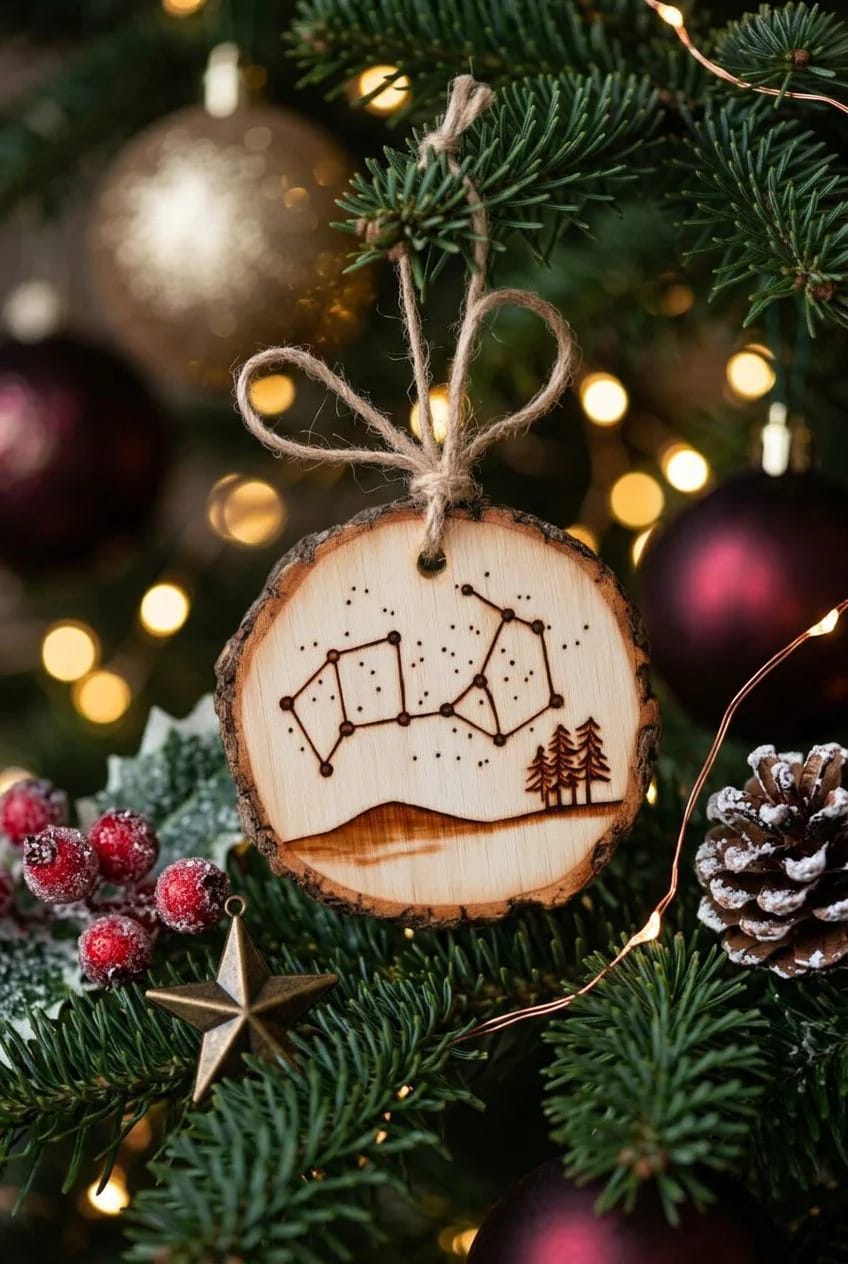 burn a constellation onto a bark-edge wood slice 1