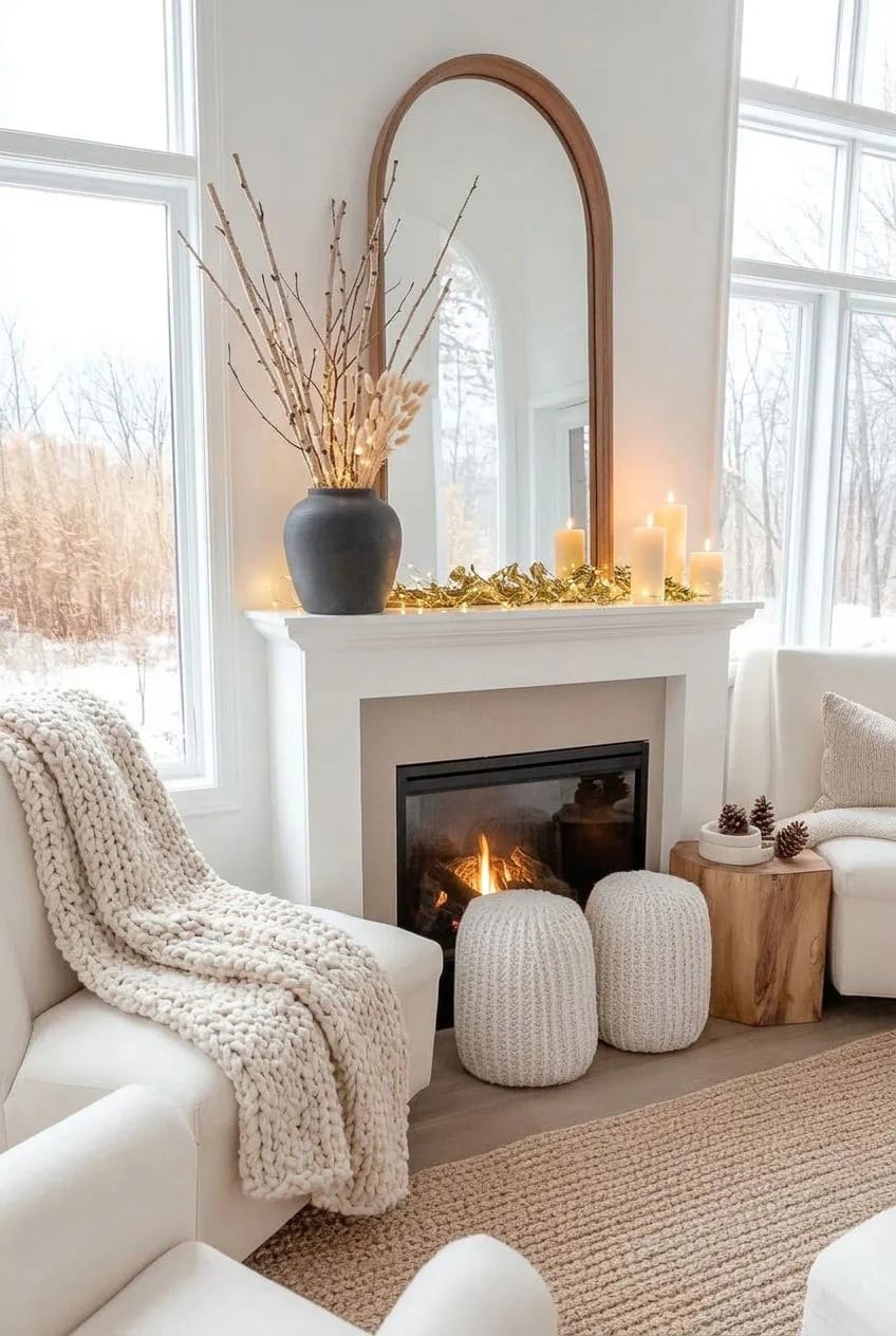 Neutral Winter Mantel Decor Without Red and Green (Warm, Not Washed-Out) 11 choose pieces that survive past december 26 1