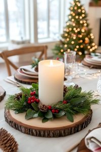 collar a candle with a low ring of greenery 16