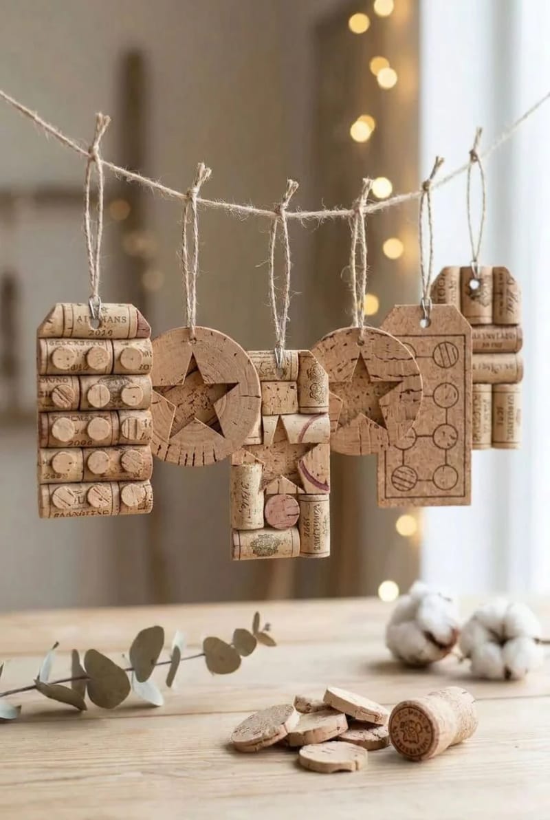 11 Wine Cork Christmas Ornaments for Beginners (That Won't Fall Apart) 13 cork-stamped flat ornaments 1