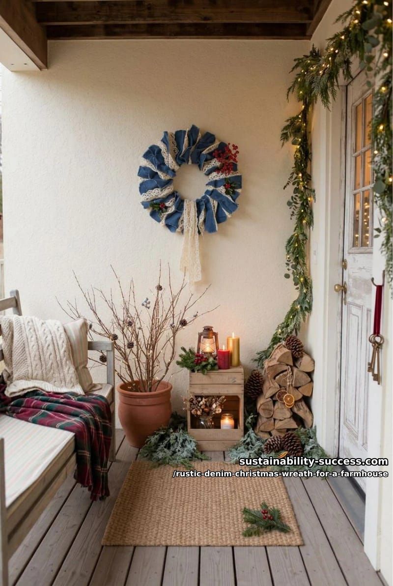 12 Rustic Denim Christmas Wreath Ideas for a Farmhouse Door 17 denim and antique lace wreath 1