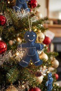 Upcycled Denim Christmas Ornaments From Old Jeans 1 denim gingerbread people 9