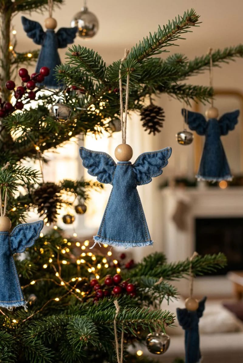 Old Jeans Christmas Decorations for Beginners: Start With the Makes That Forgive Mistakes 3 denim pocket angels 1