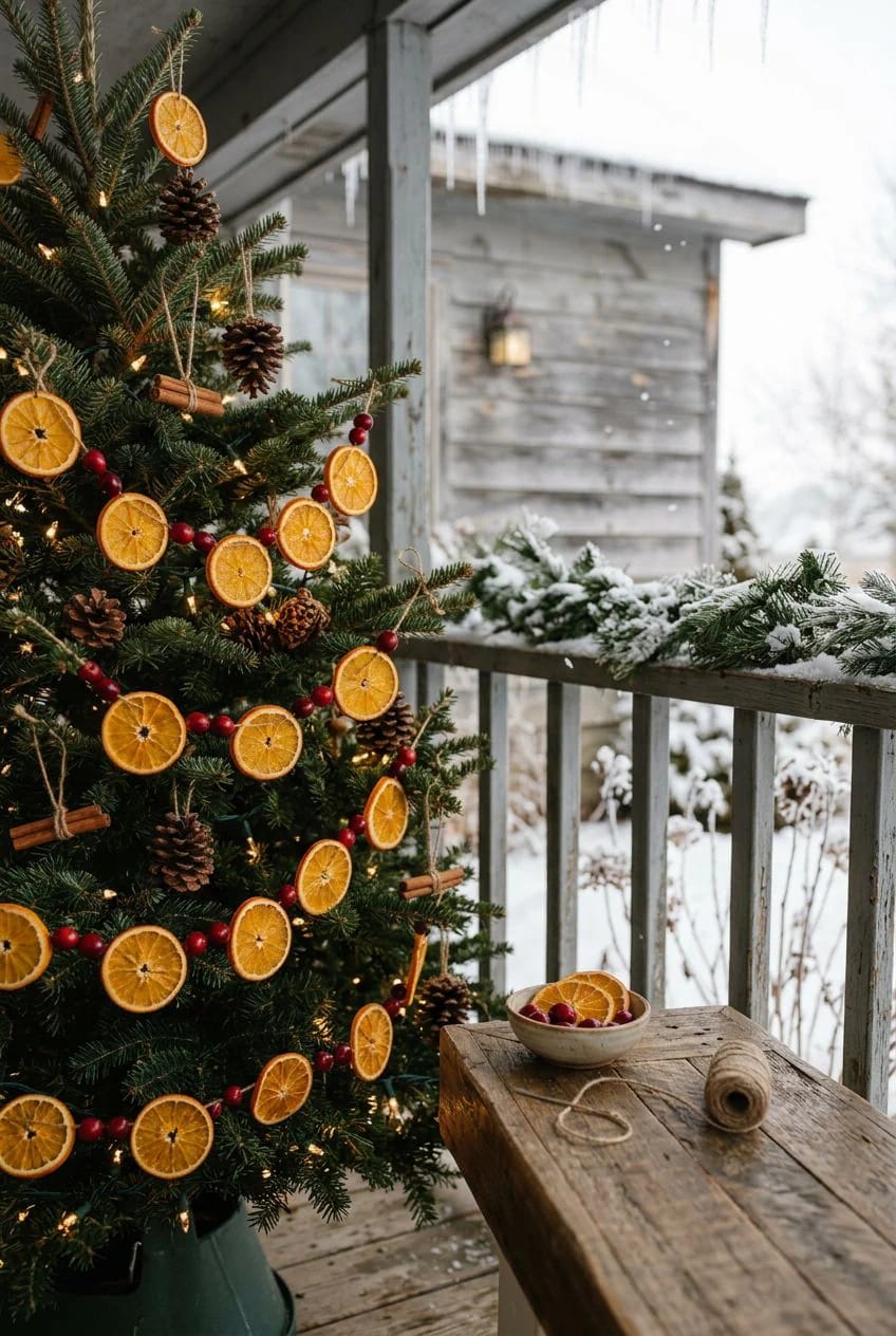 13 Birdseed Ornaments for an Outdoor Christmas Tree the Birds Will Actually Eat 19 dried orange slices strung with cranberries 1