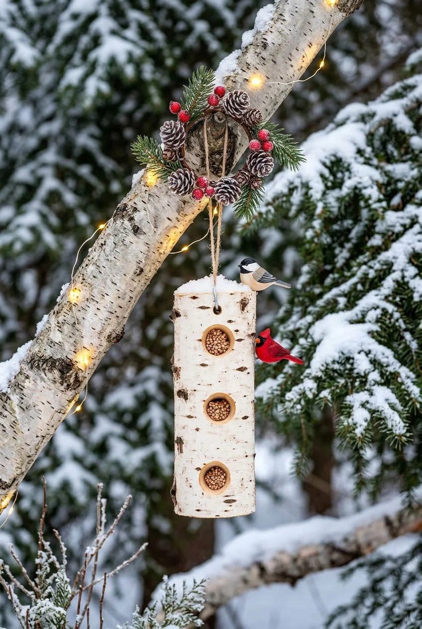 13 Birdseed Ornaments for an Outdoor Christmas Tree the Birds Will Actually Eat 21 drilled birch log ornaments for the trunk 1