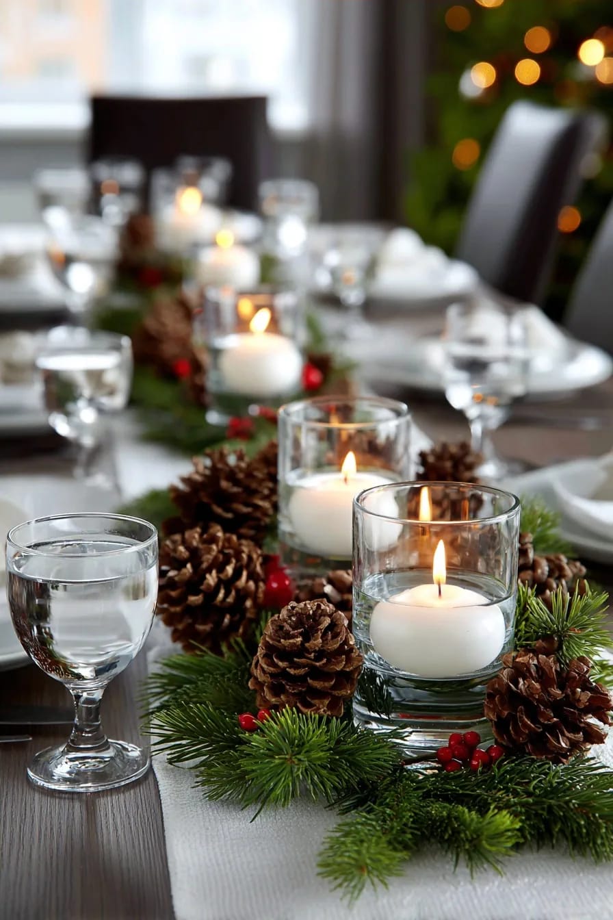 float the candles in glass so an unattended long table stays safer 1