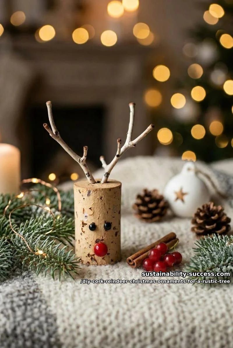 11 DIY Cork Reindeer Christmas Ornaments for a Rustic Tree 6 foraged birch twig antlers 1