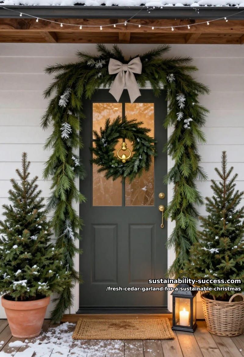 Fresh Cedar Garland for a Sustainable Christmas 9 frame the front door with cold-hardy cedar 1