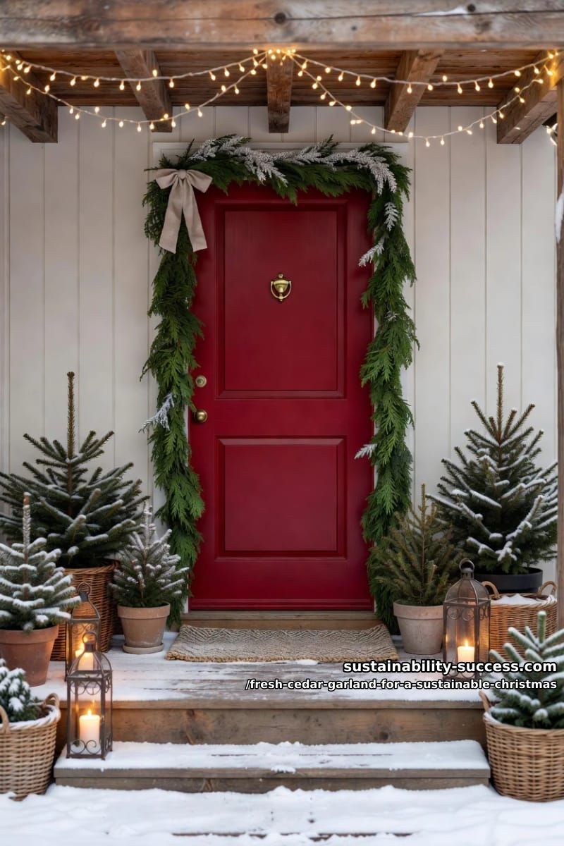 Fresh Cedar Garland for a Sustainable Christmas 10 frame the front door with cold-hardy cedar 1