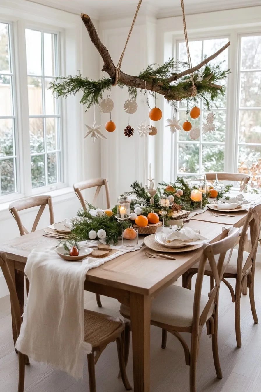 Foraged Twig Christmas Decorations From the Garden 8 hang a branch over the table, not a garland 1
