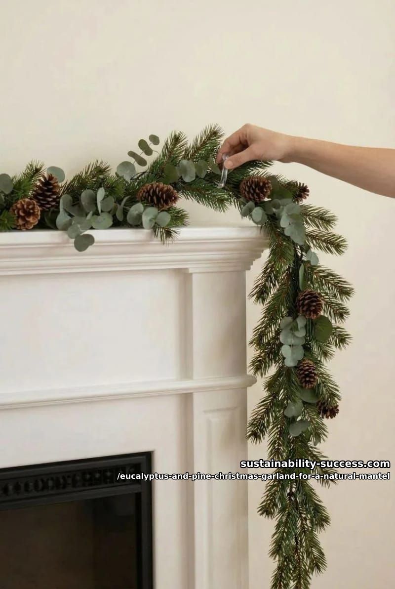 How to Make a Eucalyptus and Pine Christmas Garland for a Natural Mantel 5 hanging it on the mantel without wrecking your paint 1