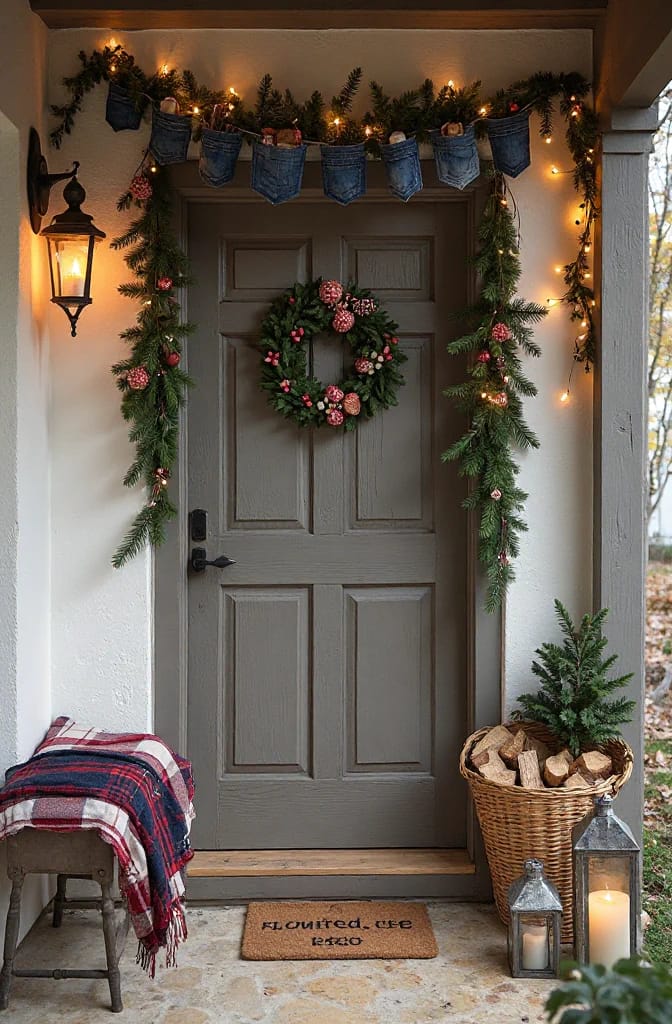 10 DIY Denim Christmas Garland Ideas to Make From Old Jeans 7 jean pocket bunting that actually holds things 1
