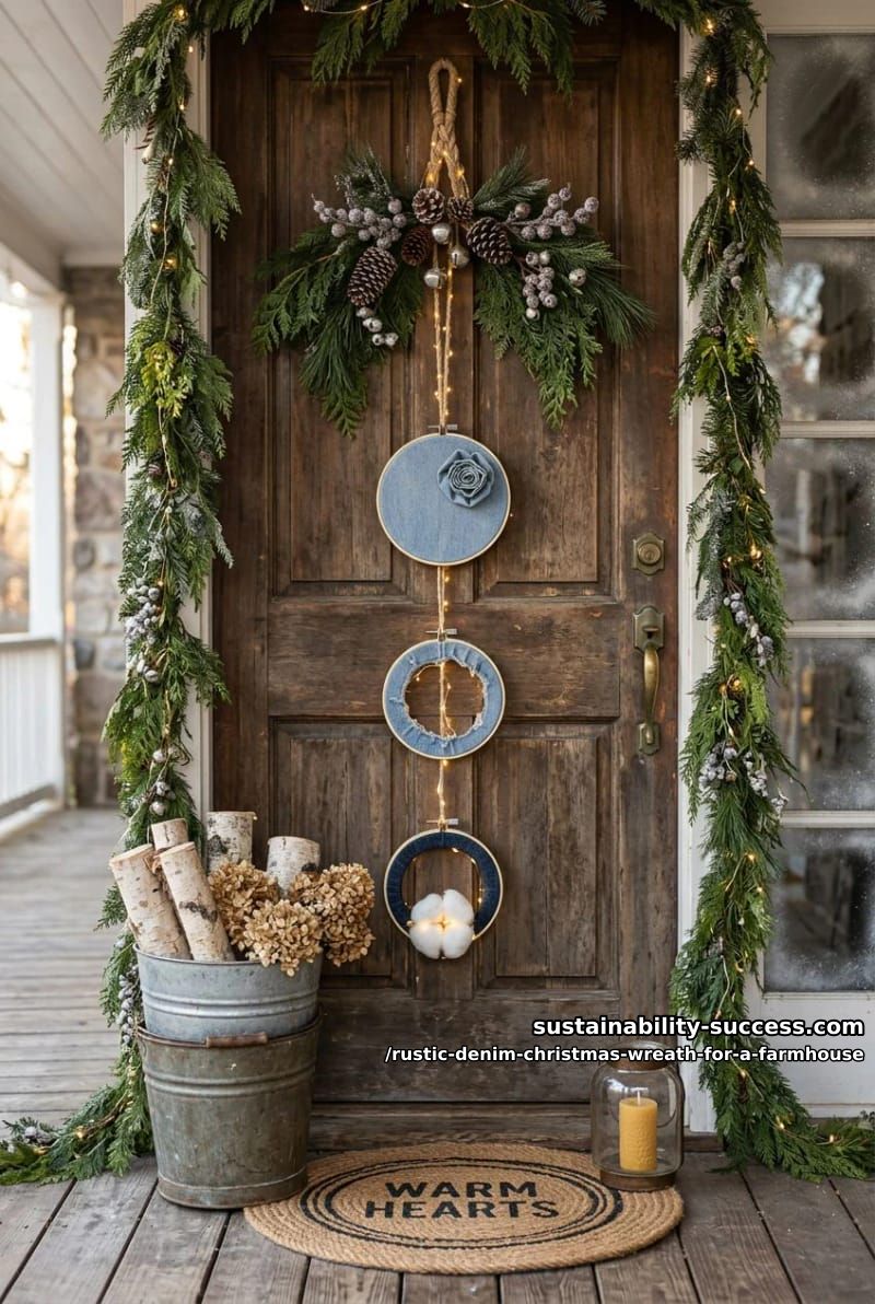 12 Rustic Denim Christmas Wreath Ideas for a Farmhouse Door 24 mini denim hoop trio 1