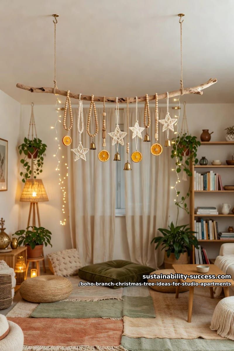 one horizontal branch hung from the ceiling 1