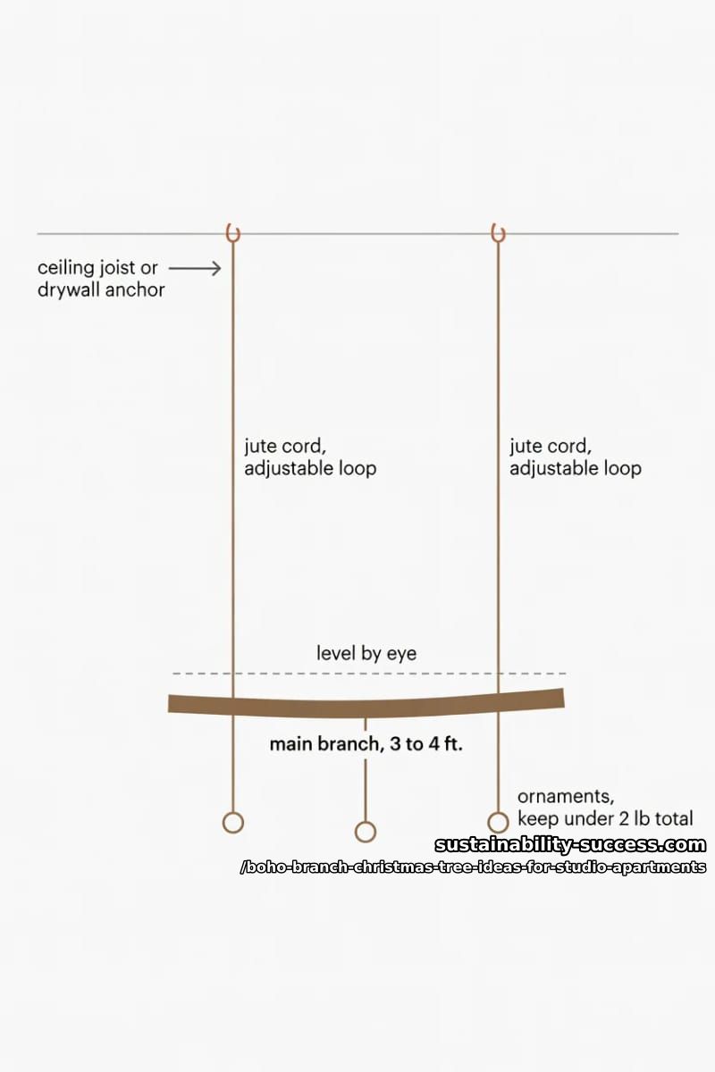 one horizontal branch hung from the ceiling 1