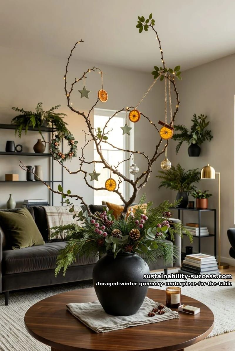 one sculptural branch in a weighted vessel 1