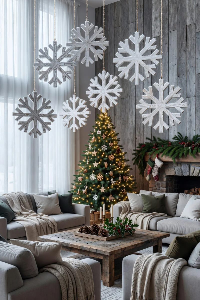Pallet Wood Christmas Crafts for Beginners That Don't Look Like Scrap Lumber 14 pallet-wood snowflakes 1