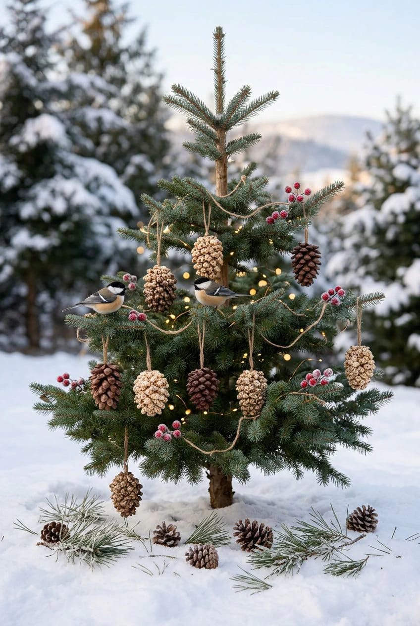 13 Birdseed Ornaments for an Outdoor Christmas Tree the Birds Will Actually Eat 6 pine cone feeders, and why the peanut butter panic is nonsense 1
