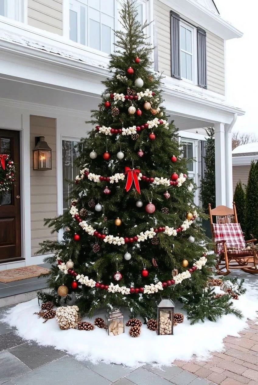 13 Birdseed Ornaments for an Outdoor Christmas Tree the Birds Will Actually Eat 8 popcorn and cranberry garland, strung on cotton 1