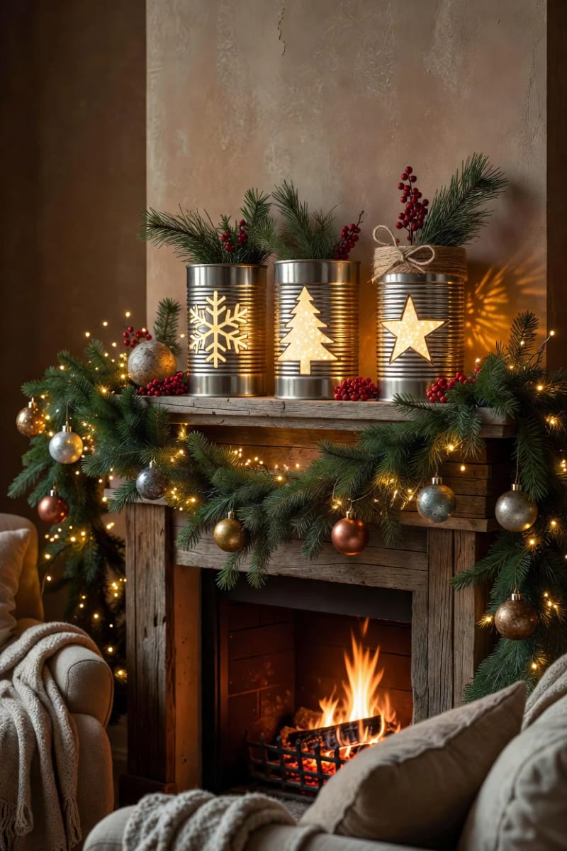punched-pattern lanterns with a single christmas motif 1