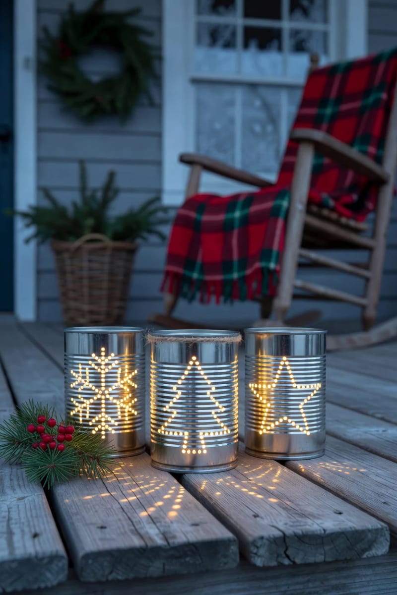 punched-pattern lanterns with a single christmas motif 1