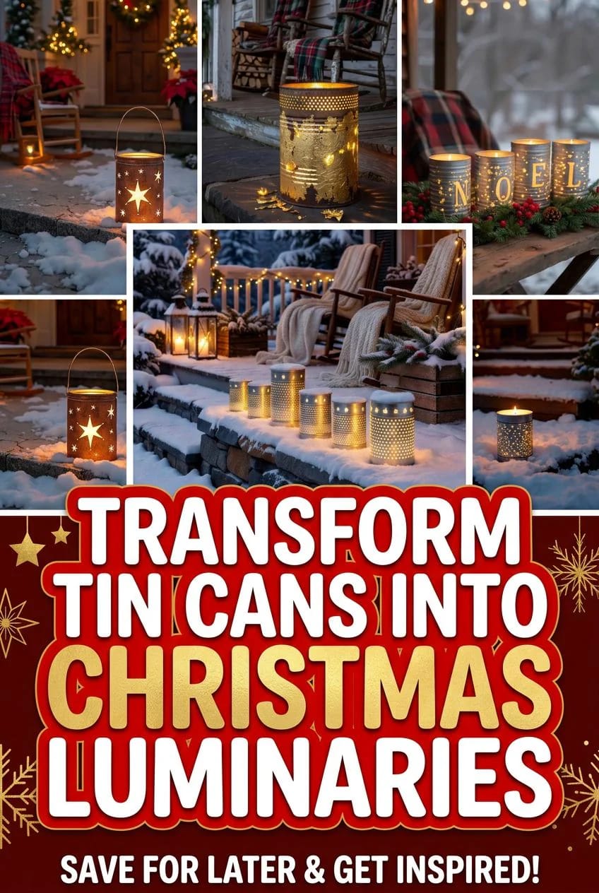 Punched Tin Can Luminaries for an Outdoor Christmas 1 punched tin can luminaries for outdoor christmas 1