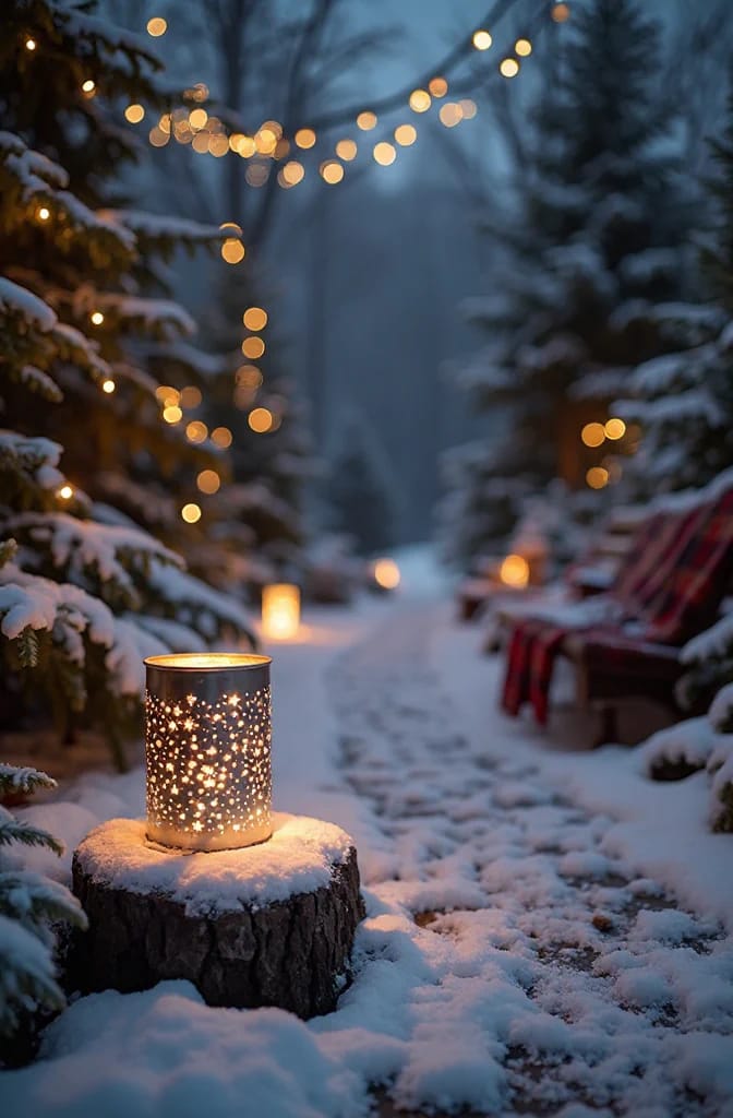Punched Tin Can Luminaries for an Outdoor Christmas 16 random constellation pinholes, no template required 1