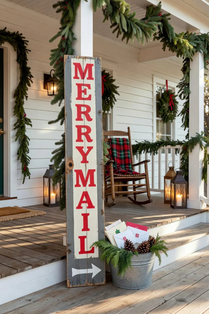 13 Reclaimed Pallet Christmas Signs for a Farmhouse (That Don't Look Store-Bought) 21 santa's "merry mail" north pole pallet sign 1