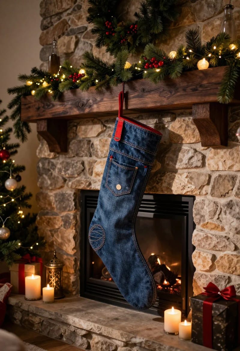 seam-and-selvedge denim stocking 1