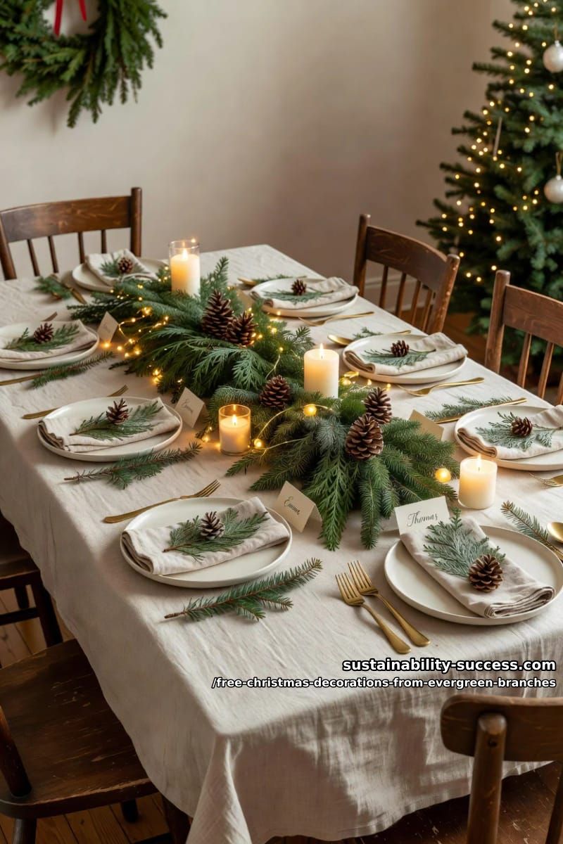 7 Free Christmas Decorations You Can Make From Evergreen Branches 11 single sprigs at each place setting 1