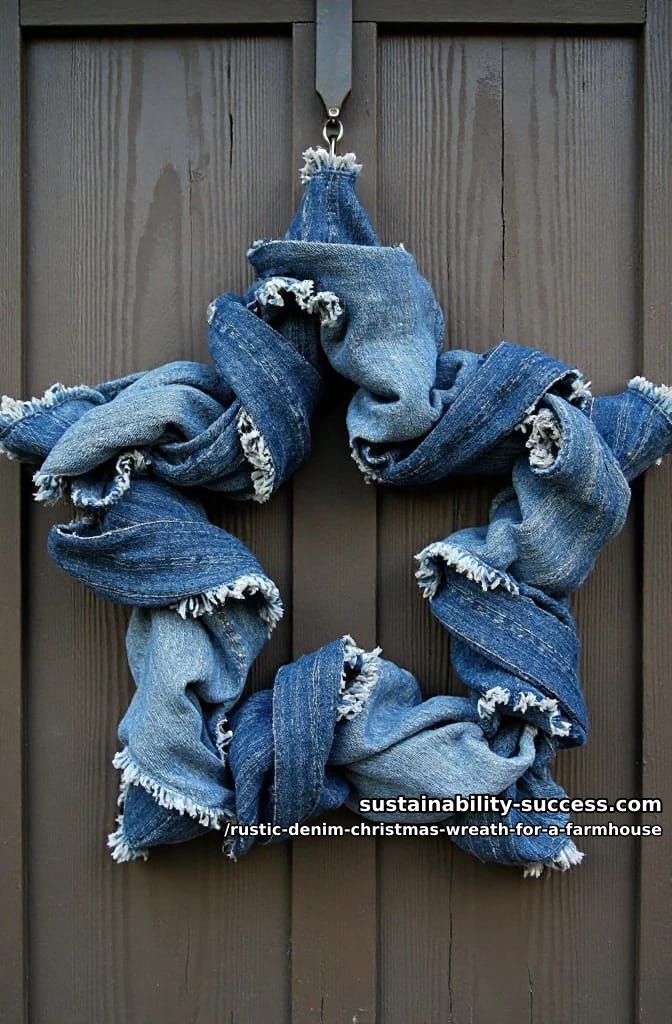 12 Rustic Denim Christmas Wreath Ideas for a Farmhouse Door 18 square or star denim form 1