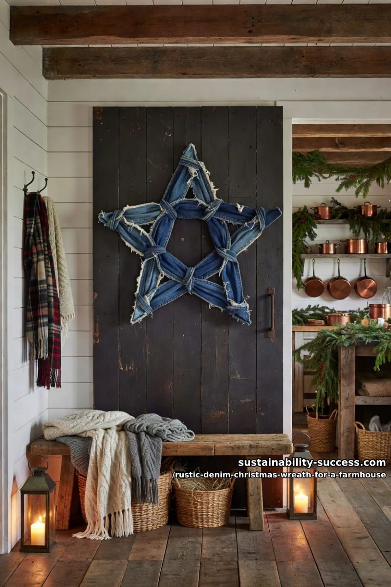 12 Rustic Denim Christmas Wreath Ideas for a Farmhouse Door 19 square or star denim form 1