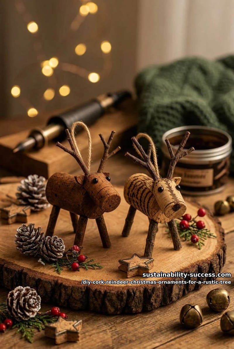 11 DIY Cork Reindeer Christmas Ornaments for a Rustic Tree 11 stained or wood-burned cork for depth 1