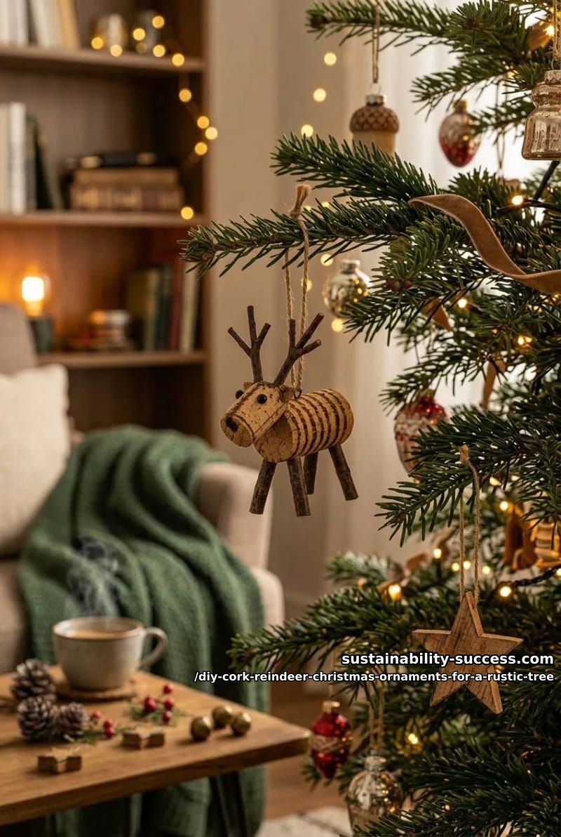 11 DIY Cork Reindeer Christmas Ornaments for a Rustic Tree 12 stained or wood-burned cork for depth 1