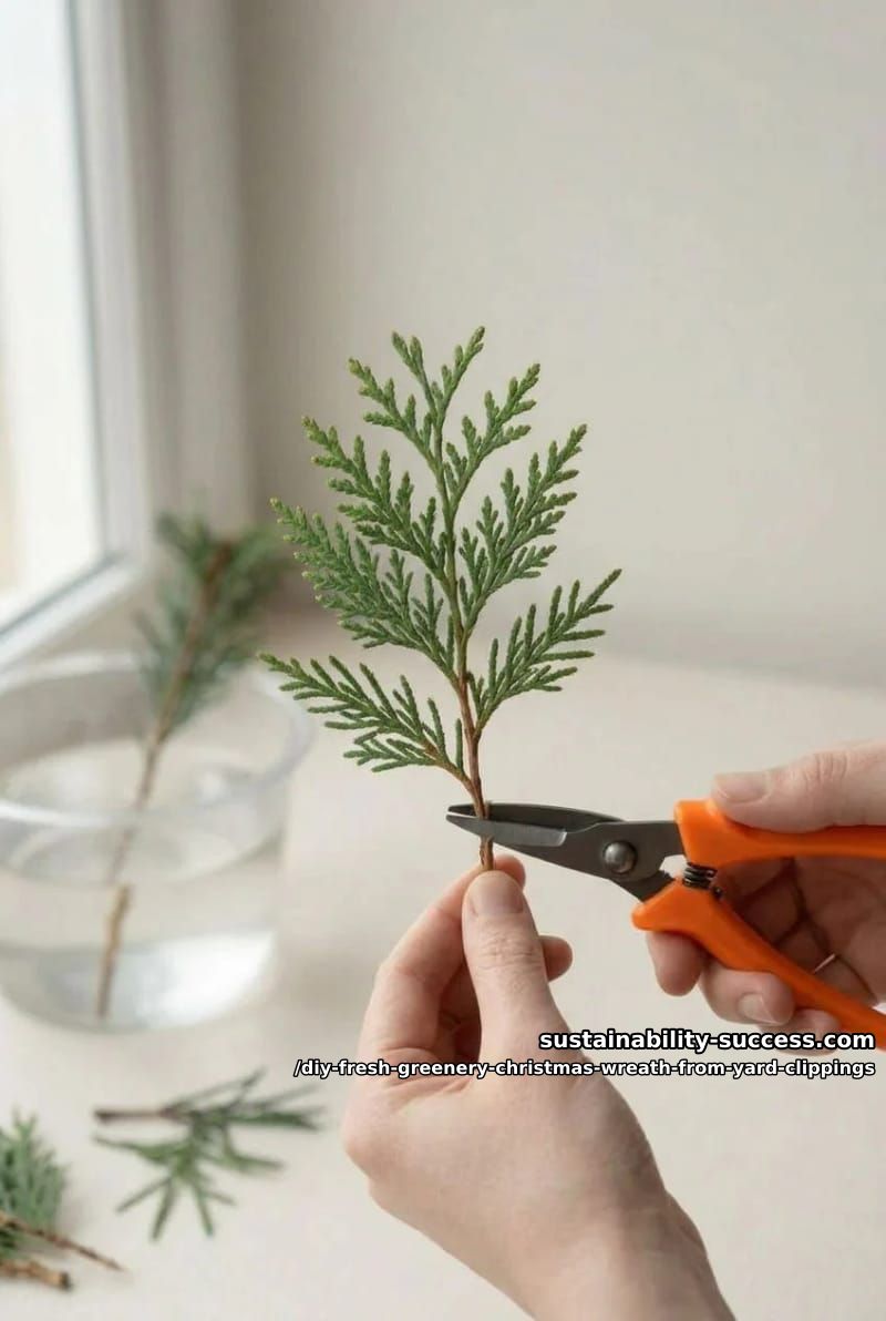 How to Make a Fresh Greenery Christmas Wreath from Yard Clippings 4 step 1: cut and prep your greens 1