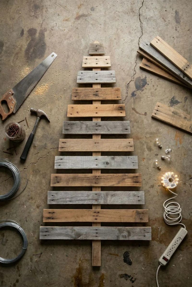 How to Build a Pallet Wood Christmas Tree for Your Porch 4 step 2: cut the slats to a descending list 1