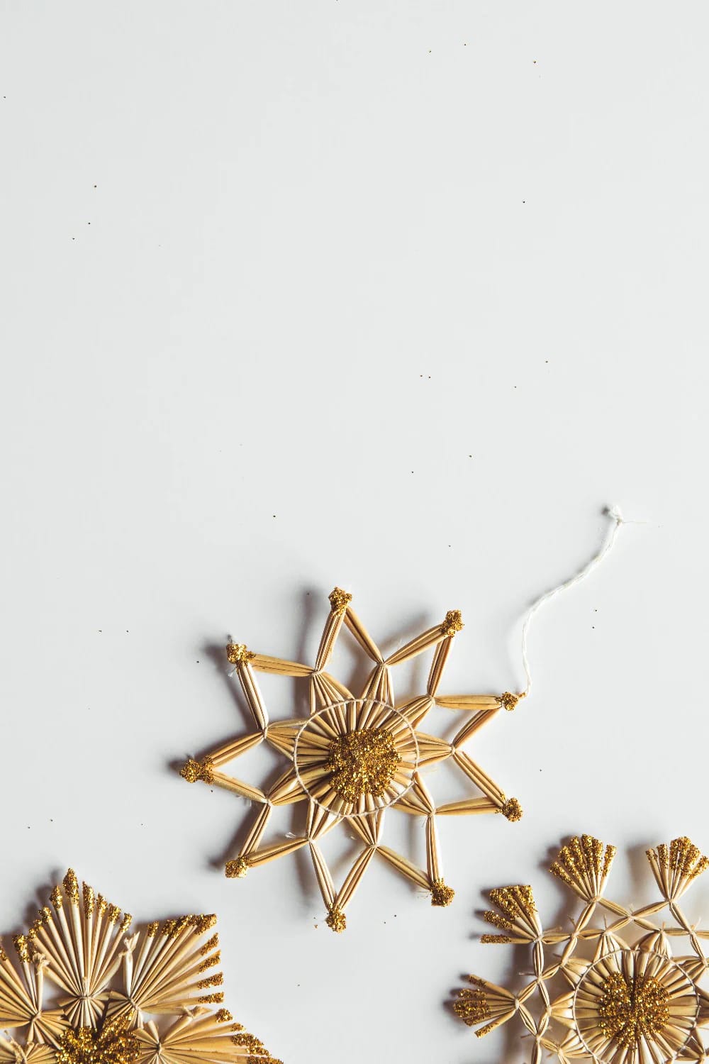 Foraged Twig Christmas Decorations From the Garden 15 stick snowflakes with a pinecone at the hub 1