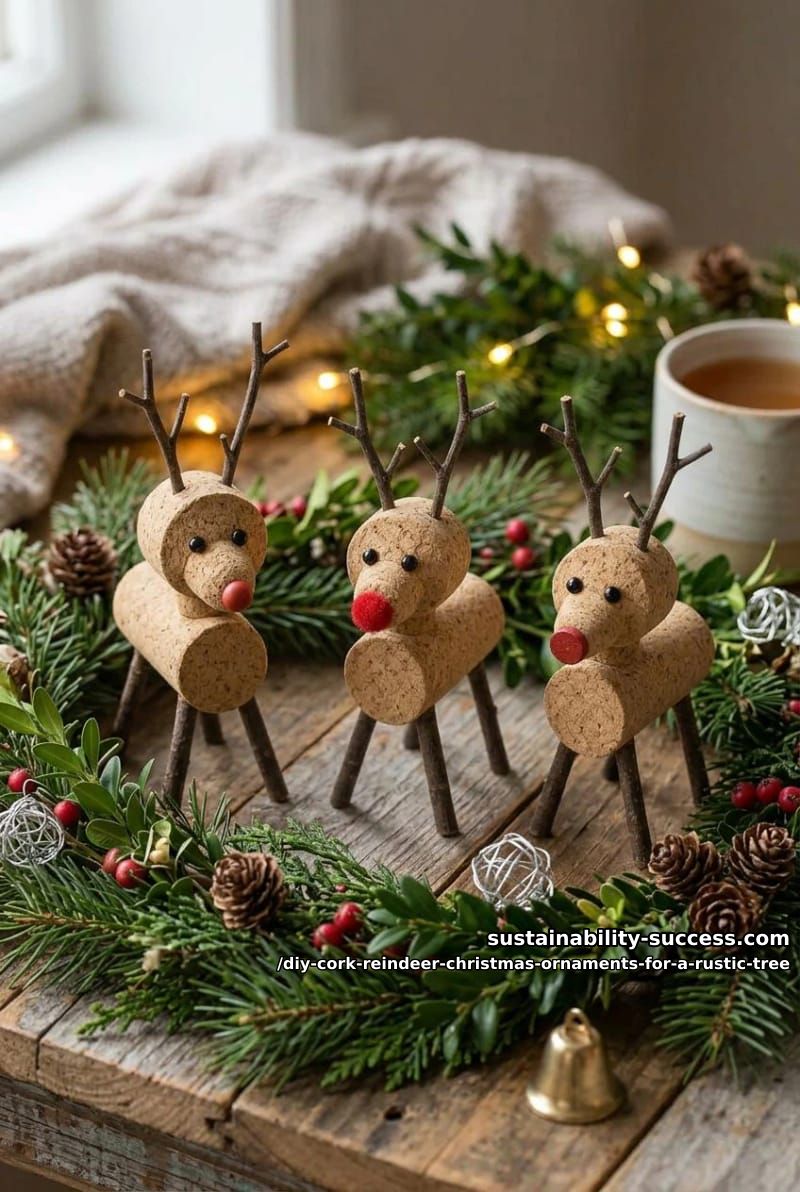 11 DIY Cork Reindeer Christmas Ornaments for a Rustic Tree 8 the red nose, done without going full clown 1