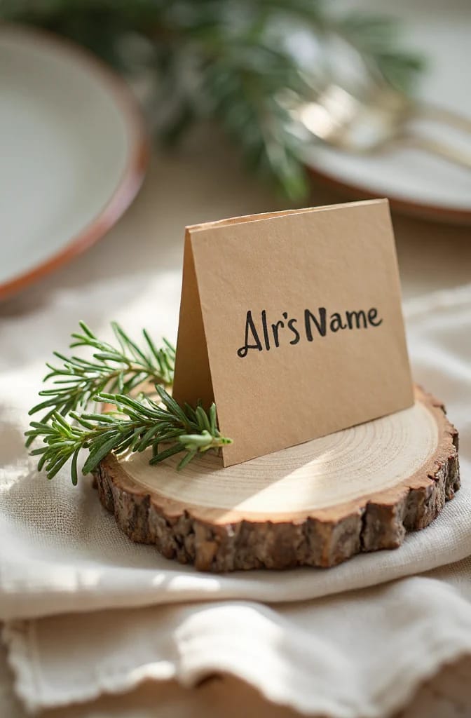 Natural Christmas Place Settings With Foraged Sprigs: 9 Ways to Set the Table 10 turn a sprig into a place card instead of buying them 1