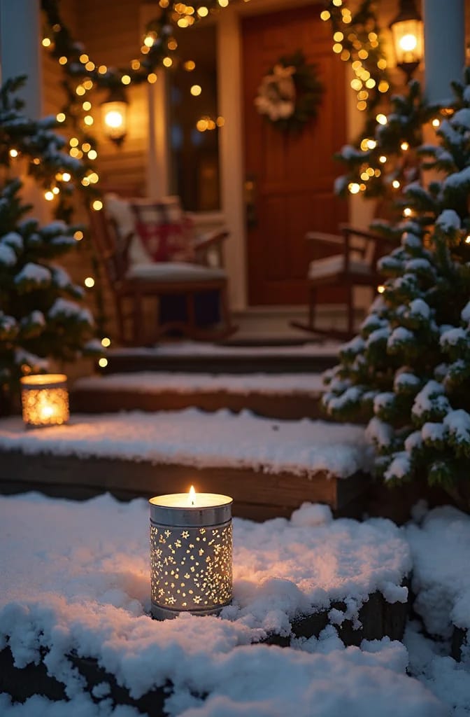 Punched Tin Can Luminaries for an Outdoor Christmas 17 what goes inside, and whether it survives the winter 1
