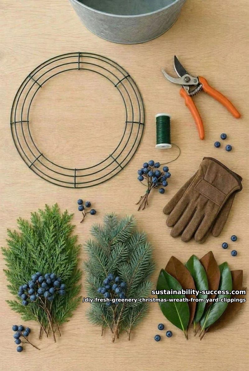 How to Make a Fresh Greenery Christmas Wreath from Yard Clippings 3 what you'll need 1