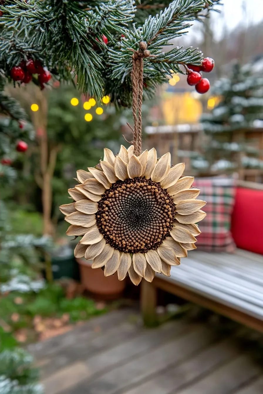 13 Birdseed Ornaments for an Outdoor Christmas Tree the Birds Will Actually Eat 12 whole dried sunflower heads as ready-made seed discs 1