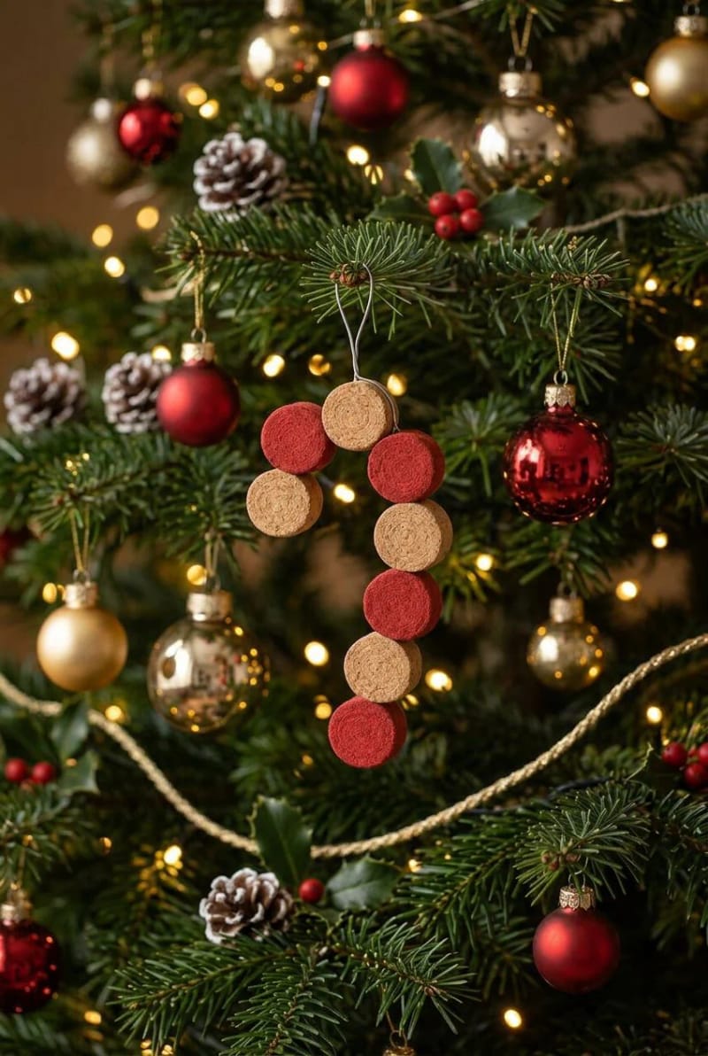 11 Wine Cork Christmas Ornaments for Beginners (That Won't Fall Apart) 11 wine cork candy cane 1