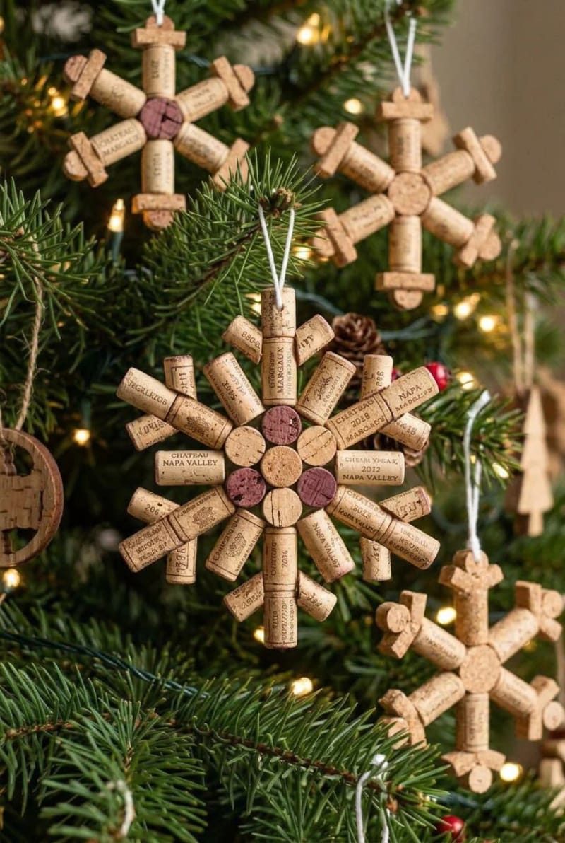 11 Wine Cork Christmas Ornaments for Beginners (That Won't Fall Apart) 6 wine cork snowflake 1