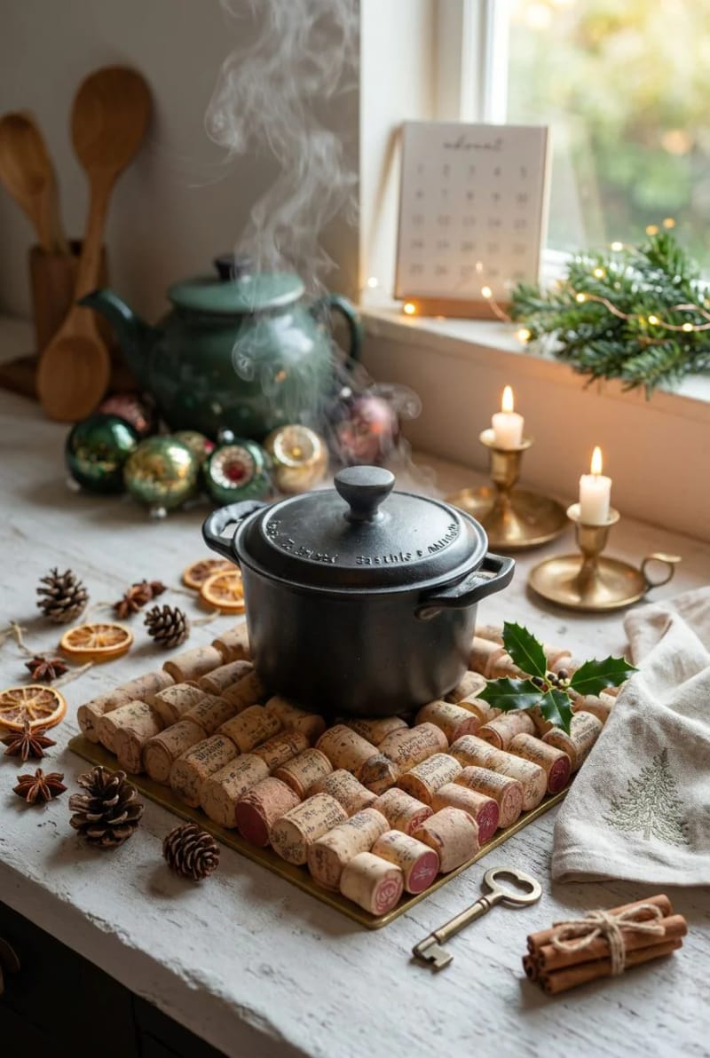 wine cork trivet that survives a hot pan 1